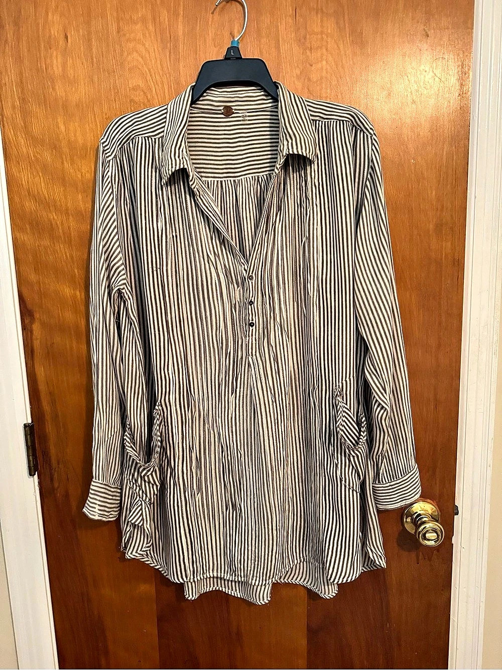 Free People One Striped Button Tunic